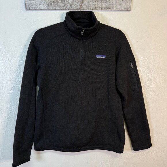 Patagonia Women's Better Sweater Jacket MEDIUM Black 3/4 Zip Custom Logo Outdoor - Picture 2 of 11